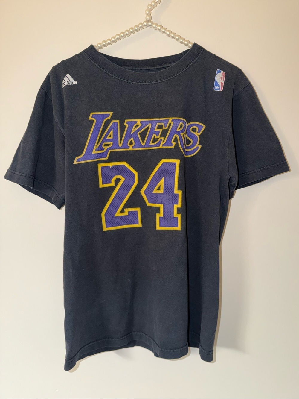Vintage Adidas LA Lakers Kobe Bryant 24 T-Shirt Black Gold Purple